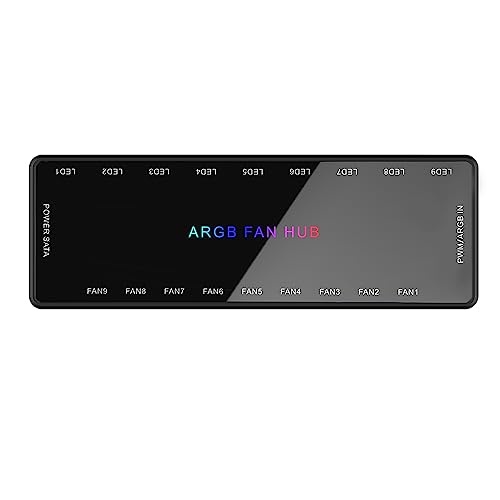 Image of SHAKING TANK ARGB and PWM Fan hub,9 Ports RGB Hub,1 to 9 Multi Way Magnetic backplane Splitter 5V /3PIN Case Fan Hub Adapter PWM ARGB Fan Black