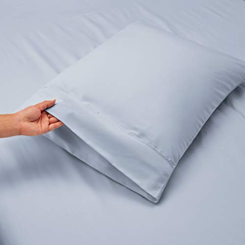 Image of Hearth & Harbor Extra Deep Pocket California King Sheet Set, Ice Blue | 4 Piece Bed Sheet Set, Ultra Soft & Breathable, Fits Up to 24 inch Mattress, Hotel Luxury