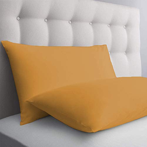 Image of YRM Bedding's - Egyptian Cotton Pillow Cases 400-TC Premium Hotel Quality 2 - Pcs Pillow Covers (18 inch x 28 inch) - Gold Yellow Color