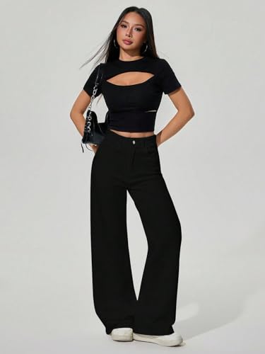 Image of TOPLOT Women's Jeans | High Rise Waist Design | Baggy Fit Style with Relaxed Silhouette | Trendy Look with Comfortable Wear | Easy Styling for Everyday Fashion | Casual, Streetwear (5204)