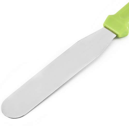 Miniatura 2 de WOIWO Espátula recta de 10 pulgadas para glaseado de acero inoxidable, mango de plástico, espátula para decoración de pasteles, color verde