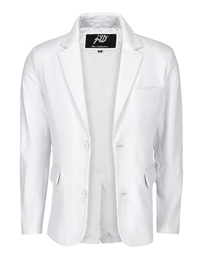 Image of Jild Invisible Stitching Casual Leather Blazer for Men - 2-Button Closure Coat Style Regular Fit Lambskin Leather Jacket Men