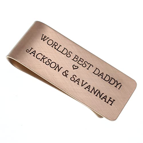 Personalized Father's Day Money Clip Wallet, Custom Message Phrase Engraved Gift for Dad from Daughter Son Wife Copper Brass Bronze4