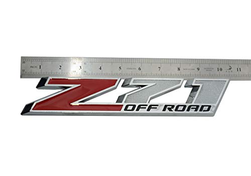 Image of 2Pack Offroad Rear Trunk Emblems Door Side Sport Badge Nameplate Lettter Compatible with Z71 Off Road 10 inch (Red Silver Black)