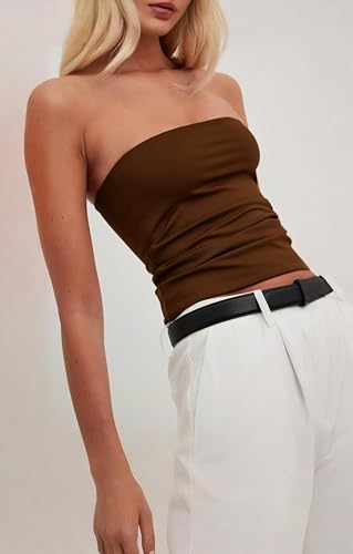 Image of SIGHTBOMB Seamless Double Layer Ultra Ultra Soft Bandeau SOFTLINE Cuddle Off Shoulder Tops for Women Tshirt