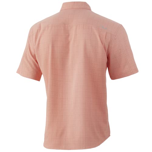 Huk Men's Standard Teaser Short Sleeve Fishing Button Down Shirt +Upf, Cross-Dye-Desert Flower, Medium #TOP1