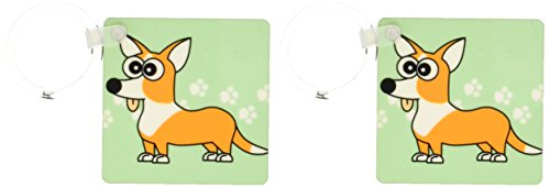 Porte-clés Corgi 3drose Tan avec empreintes de pattes en lot de 2 (5,7x11,4 cm)