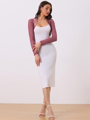 Image of Allegra K Women's Satin Shrug Wedding Open Front Mesh Evening Formal Bolero