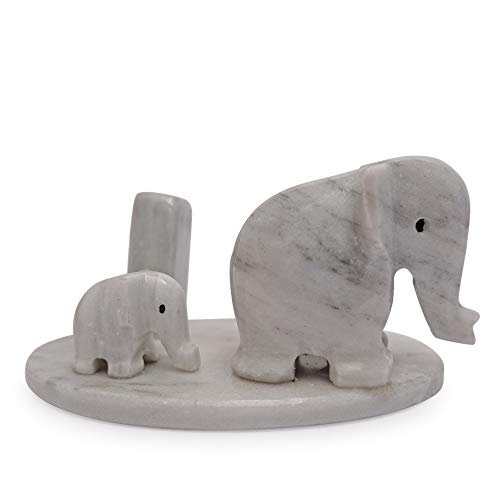 Éléphants marbre blanc porte-stylo home decor table bureau 6 cm