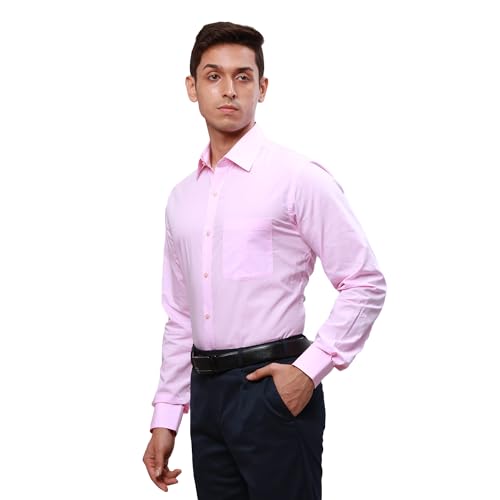Image of Raymond Men's Pure Cotton Structure Pattern Slim Fit Semi Cutaway Collar Full Sleeve Formal Shirt