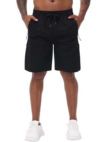Satankud Men's Cargo Hiking Shorts 9" Lightweight Golf Shorts for Casual Work Travel Outdoor 5 Zipper Pockets2