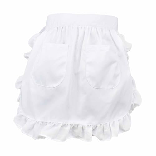 FIBOUND 1 Pièce Tablier Rétro Femme à Poches & Dentelle - Style Serveuse Années 50 pour Cuisine, Pâtisserie ou Déguisement - Ceinture Adjustable avec...