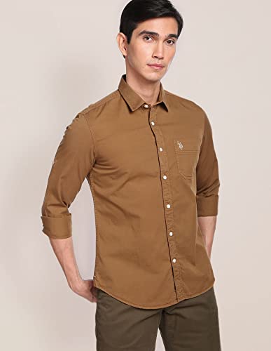 Image of U.S. Polo ASSN. Men Cotton Solid Regular Fit Shirt