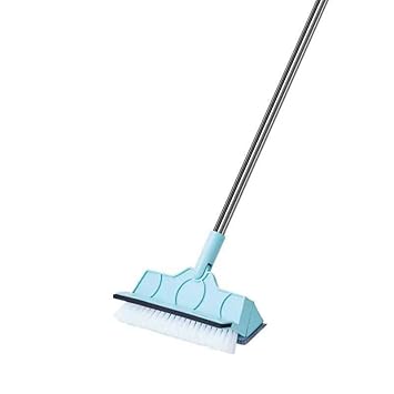 3 in 1 Floor Scrub Brush with Squeegee, Floor Brush Scrubber with Long Handle, Bathroom Kitchen Crevice Cleaning Brush 120 Rotating Brush Head for Cleaning Wall Deck Tile (Multi Color)