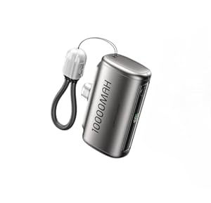 10000mAh Mini Kapsel Powerbank mit Kabel - Ultrakompaktes tragbares Ladegerät, Schnellladung USB-C, High-Speed-Telefon-Akku für unterwegs (Grau)