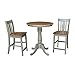 IC International Concepts 30" Round Pedestal Gathering Table with 2 San Remo Counter Height Stools-Set of 3 Pieces Dining Sets, Distressed Hickory/Stone
