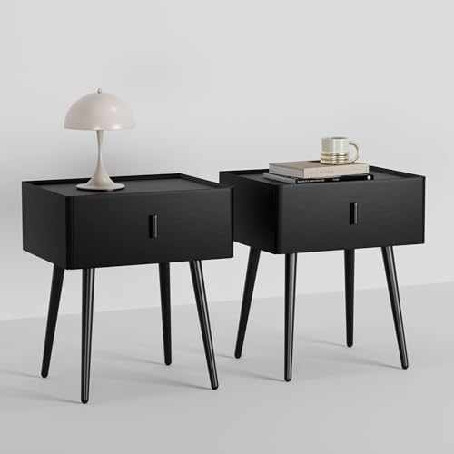 Nightstand Set of 2 with Single Drawer