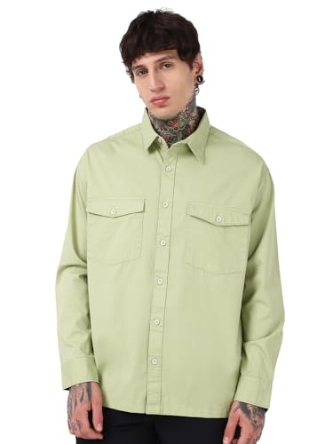 Chemise unie homme crème XXL coupe large - Surchemise décontractée