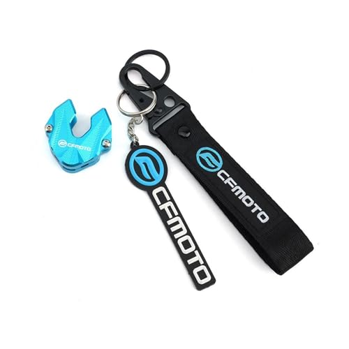 TT719 Key Chain Key Ring Key Shell Compatible with CFMOTO Ibex 450/450SS/450NK/450CLC/675SS/675NK/Ibex 800/800NK/300SS/300NK Blue Logo Blue Shell CFMOTO Ibex 450 accessories CFMOTO 450SS Accessories