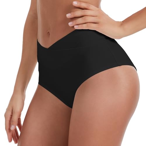 Bellecarrie Women's V Cut High Waisted Bikini Bottom Tummy Control Full Coverage Swimsuit3