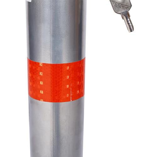 Safety Steel Bollard Post - Foldable Parking Bollard Pole Barrier with Lock & 4 Free Ancher Bolts | Street Pipe Safety Parking Barrier Post for Traffic-Sensitive Area Garage Parking Lot (Gray)