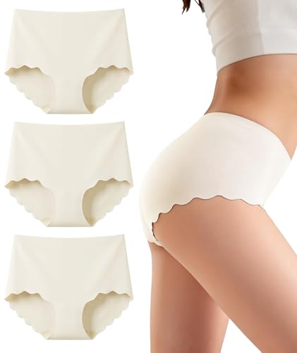 Gladbecke Damen Seamless Slips Unsichtbare Unterhose Nahtlose Unterwäsche Ohne Naht Schlüpfer Bequeme Hipster Unterwäsche Nahtlos 3er Pack XS Hautfarbe
