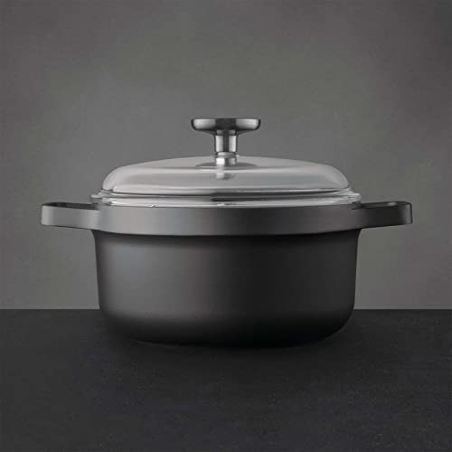 Berghoff Gem Non-Stick Cast Aluminum Stockpot 11" 7.7 Qt. Sturdy 2-Handle Glass Lid Ferno-Green, Pfoa Free Coating Induction Cooktop Ceramic Coated Oven Safe #TOP5