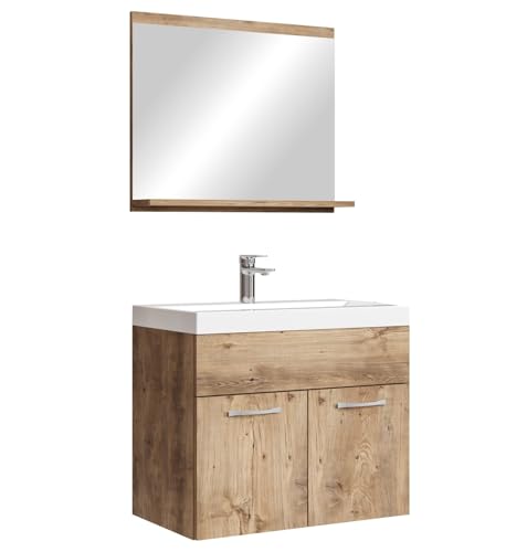 Badplaats B.V. Mobile da Bagno Montreal 02 60cm Rovere Marrone - Armadio mobiletto lavabo Mobili...