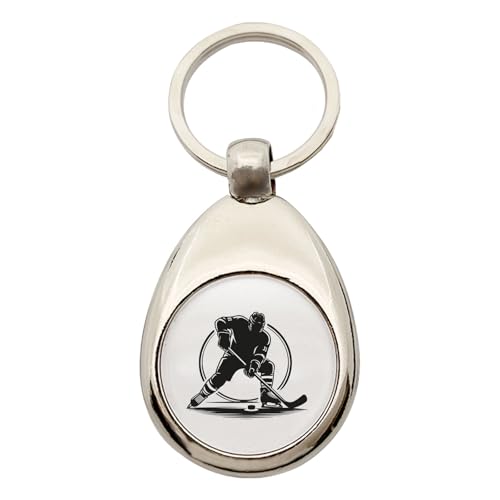 Huuraa Schlüsselanhänger Eishockey Hockey Metall Schlüsselring Einkaufswagenchip Geschenkidee