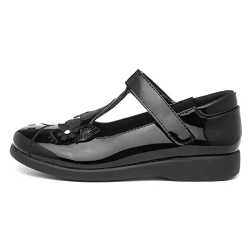 Walkright Girls Black Patent Unicorn School Shoe - Size 1 UK - Black