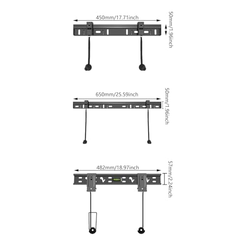 Support mural sans clous TV 26-60" finition acier invisible