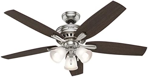 Hunter Fan 52 inch Brushed Nickel Ceiling Fan with a CFL Light Kit (Renewed) (Brushed Nickel)