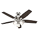Hunter Fan Newsome Indoor Ceiling Fan with LED Light and Pull Chain Control, Brushed Nickel Finish, 52"