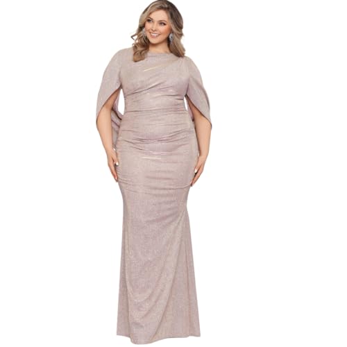 Betsy & Adam Women's Plus Size Long Glitter Cape...
