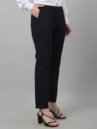 Image of Cantabil Solid Non Pleated Regular Fit Mid Rise Formal Trouser for Women | Formal Pants for Women | Formal Wear Regular Fit Trouser for Women (P LTRF00005)