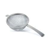 Japanese Double Fine Mesh Tea Sifter – Stainless Steel Tea Strainer with Hammered Texture Handle Kitchen Sieve, 6” (Length) × 3” (Width) × 1.3” (Height)