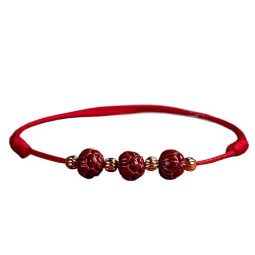 Bracelet porte-bonheur en perles de cinabre et cordon tressé