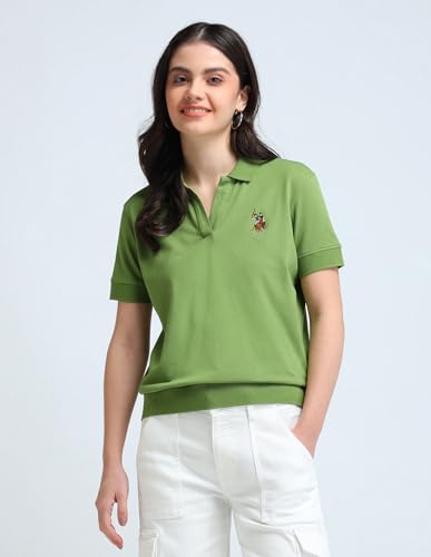 Image of U.S. Polo ASSN. Women's Cotton Solid Loose Fit Polo Shirt