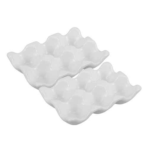 iplusmile grille d'oeufs oeuf en céramique plateau d'oeufs de poule panier d'oeufs de poule plateau à œufs pour le réfrigérateur support à oeufs en céramique plateaux à oeufs blanche