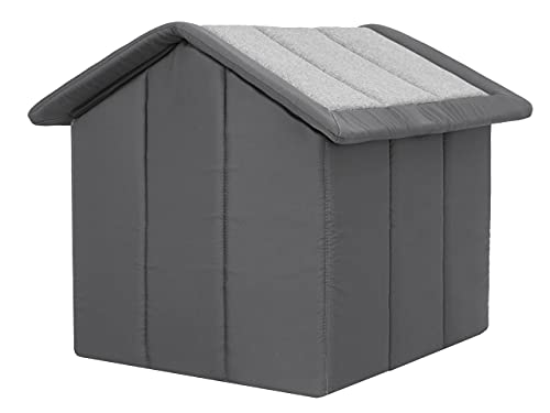 Pillowprim Haustierhütte, Hundeecke, Haustierzwinger, Hundehütte, Ruhebereich, Zwinger, Tierheim, Hundezwinger, R4: 55 x 60 cm, Graphit Ökoleinen + Graphit Oxford