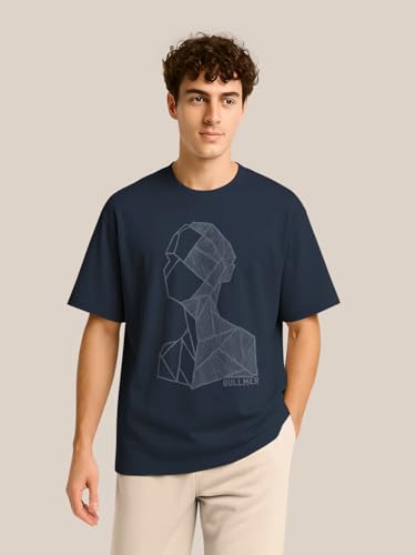 Image of BULLMER Trendy Half Sleeve Oversized Cotton Blend Crew Neck Tshirt for Men - Pack of 2