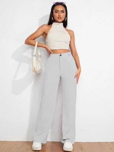 Image of Toochki Trousers for Woman Pants Women's Formal Office Korean | Black Track Pant | Straight | Cotton Spandex Stretchable Trouser | High-Waisted Bottom Wear