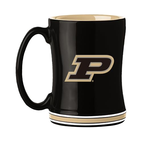 Image of Logo Brands NCAA Purdue Boilermakers 14 oz Relief Coffee Mug - Officially Licensed Mug, Sculpted 3D Logo and Team Colors - Comfortable Handle and Glossy Finish for College Sports Fans