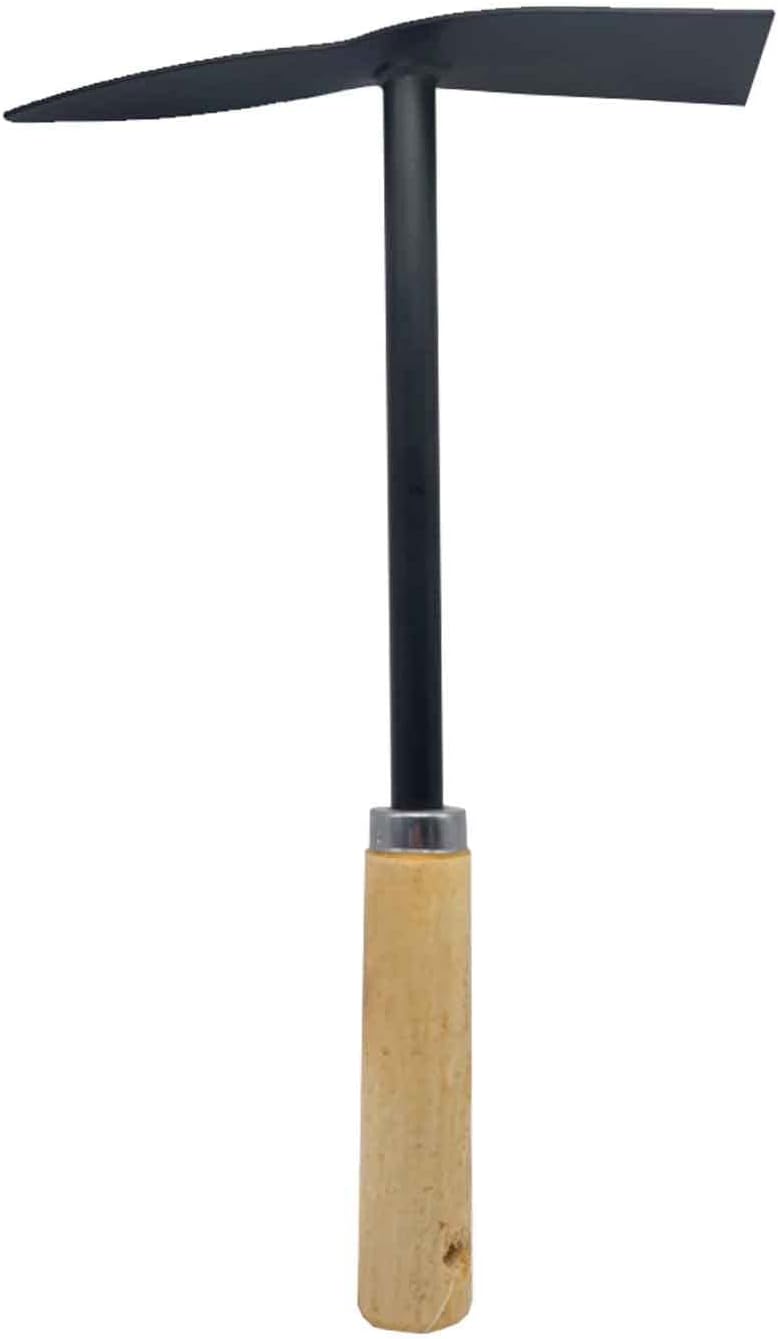 Tradineur - Azada con Mango de Madera - Fabricado en Acero - Diseño ergonómico - Fácil y cómodo - Herramienta Manual - 31 x 5,5 x 8,4 cm