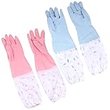 Ipetboom 2paar Spülhandschuhe Aus Gummi Wasserdichte Lange Küchenhandschuhe Rutschfeste...