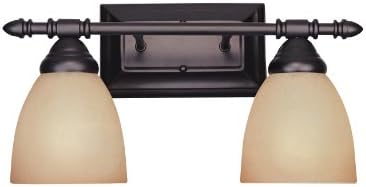 Designers Fountain 94002-ORB Apollo Collection 2-Light Bath Bar, Oil Rubbed Bronze Finish with Amber Sandstone Glass Shade