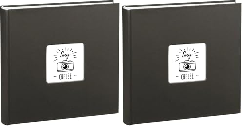 Hama | Álbum de Fotos para pegar (Álbum de fotografía de 10x15cm, tamaño 30x30 cm, 100 hojas, papel cristal protector, máximo 400 fotos, compartimento en portada para insertar foto) Color Negro