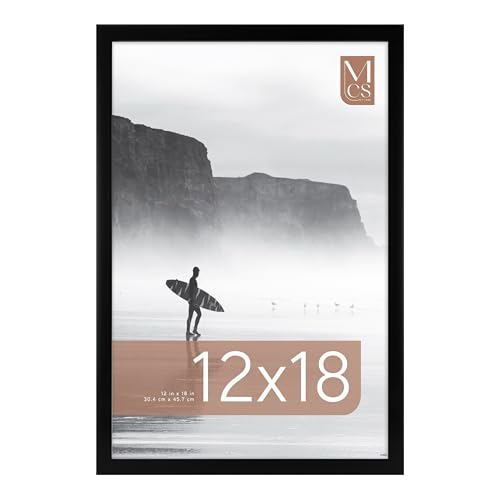 Image of MCS Foundation 12x18 Poster Frame Traditional Black, Vertical & Horizontal Wall Hanging Large Picture Frame for Photos, Posters & Art Prints (1-Pack)