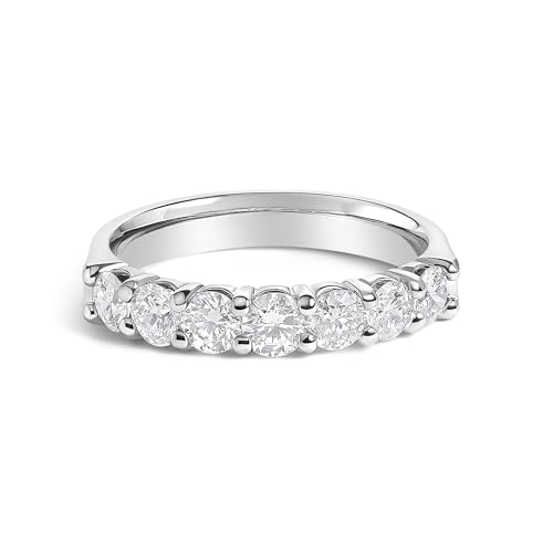 14K White Gold 1.0 Cttw Diamond 7 Stone Band Ring - Size 6.5