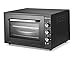 Behome Four électrique 60 litres ventilé | autonettoyant, émaillé, température jusqu'à 320° Double verre avec lumière intérieure et minuteur 2 grilles et 1 grille (60 L, Black)